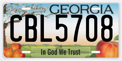GA license plate CBL5708