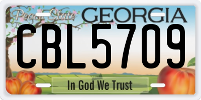 GA license plate CBL5709