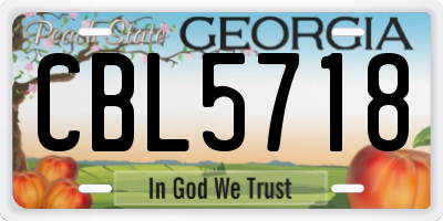 GA license plate CBL5718