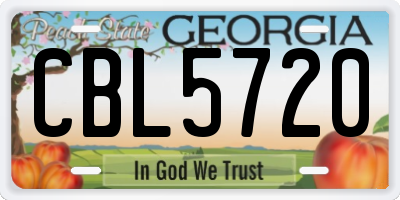 GA license plate CBL5720