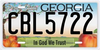 GA license plate CBL5722