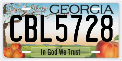 GA license plate CBL5728