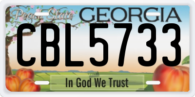 GA license plate CBL5733