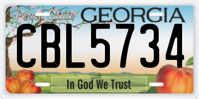 GA license plate CBL5734