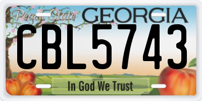 GA license plate CBL5743