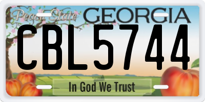 GA license plate CBL5744