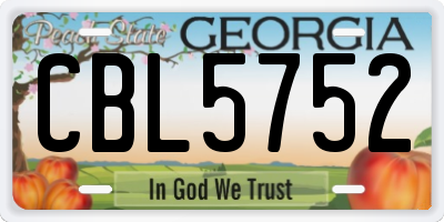 GA license plate CBL5752