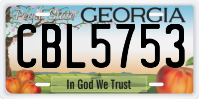 GA license plate CBL5753