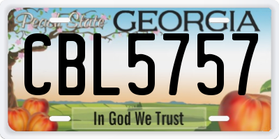 GA license plate CBL5757
