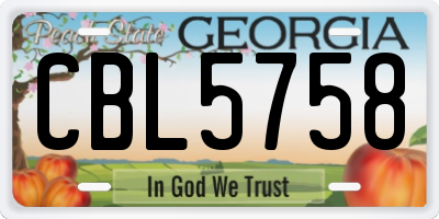 GA license plate CBL5758