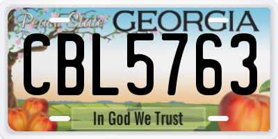 GA license plate CBL5763