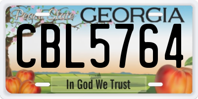 GA license plate CBL5764