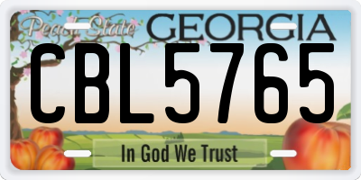 GA license plate CBL5765