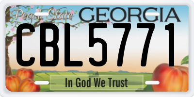 GA license plate CBL5771