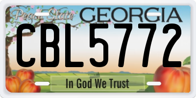 GA license plate CBL5772