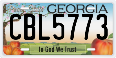 GA license plate CBL5773