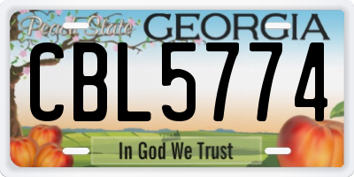 GA license plate CBL5774