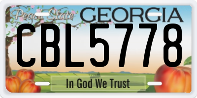 GA license plate CBL5778