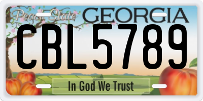 GA license plate CBL5789