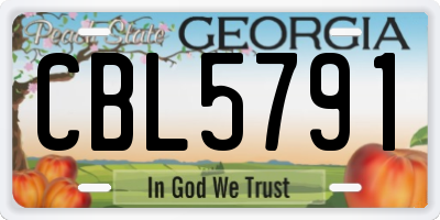 GA license plate CBL5791