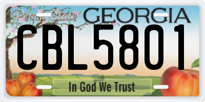 GA license plate CBL5801