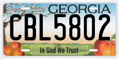 GA license plate CBL5802
