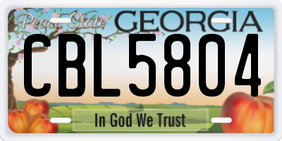 GA license plate CBL5804
