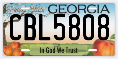 GA license plate CBL5808