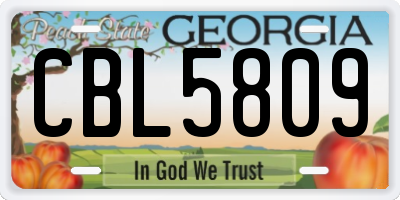 GA license plate CBL5809