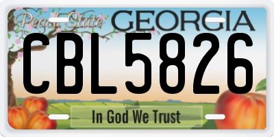 GA license plate CBL5826