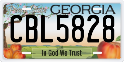 GA license plate CBL5828