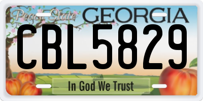 GA license plate CBL5829