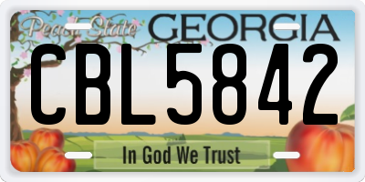 GA license plate CBL5842