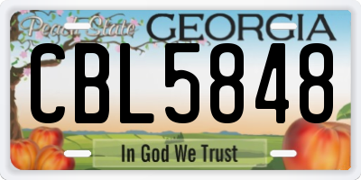 GA license plate CBL5848