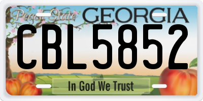 GA license plate CBL5852