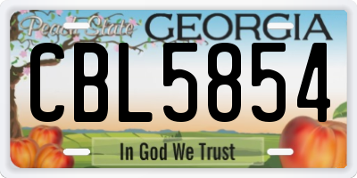 GA license plate CBL5854