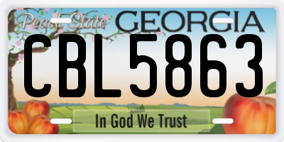 GA license plate CBL5863
