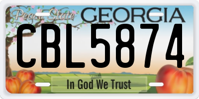 GA license plate CBL5874