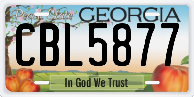 GA license plate CBL5877