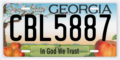 GA license plate CBL5887