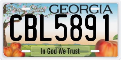 GA license plate CBL5891