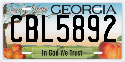 GA license plate CBL5892