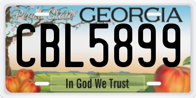 GA license plate CBL5899
