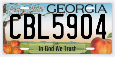 GA license plate CBL5904