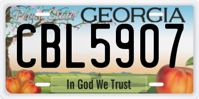 GA license plate CBL5907