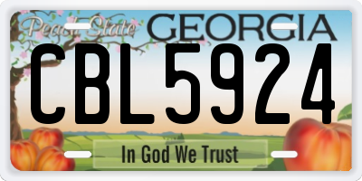 GA license plate CBL5924