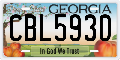 GA license plate CBL5930