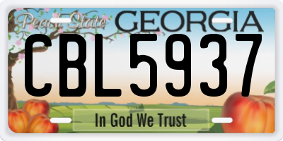 GA license plate CBL5937