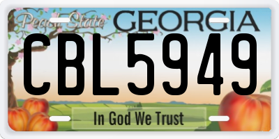 GA license plate CBL5949