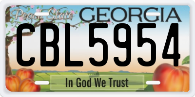 GA license plate CBL5954